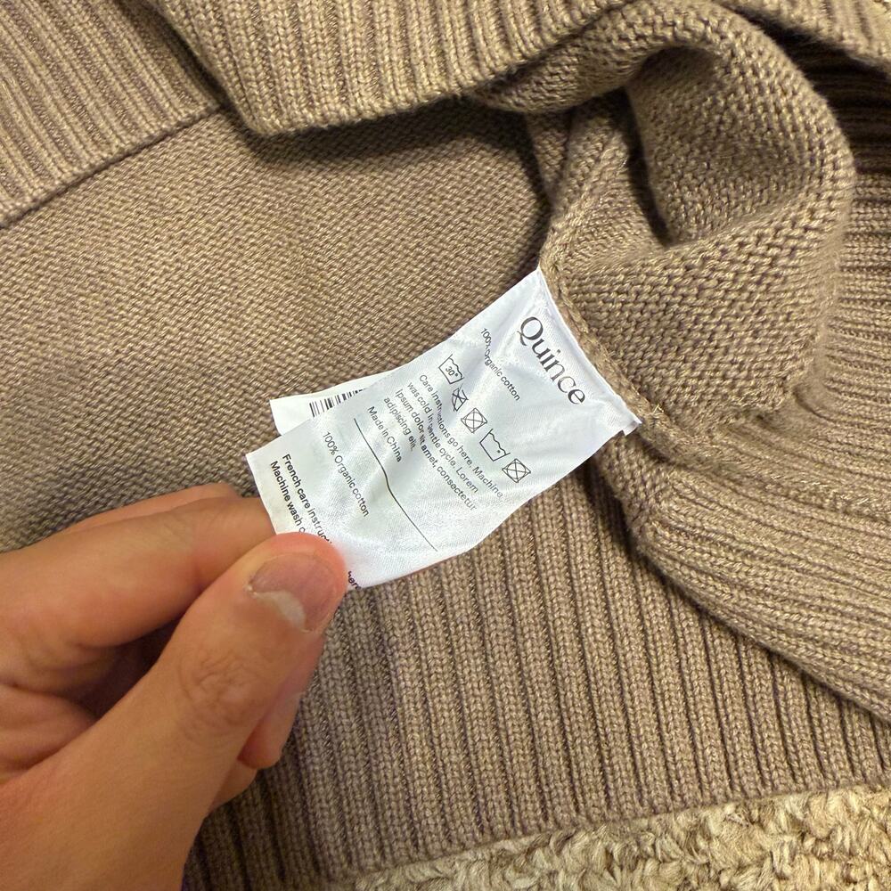 Quince | 100% Organic Cotton Boyfriend Crewneck Sweater in Cafe Au Laif Preppy - Picture 9 of 9